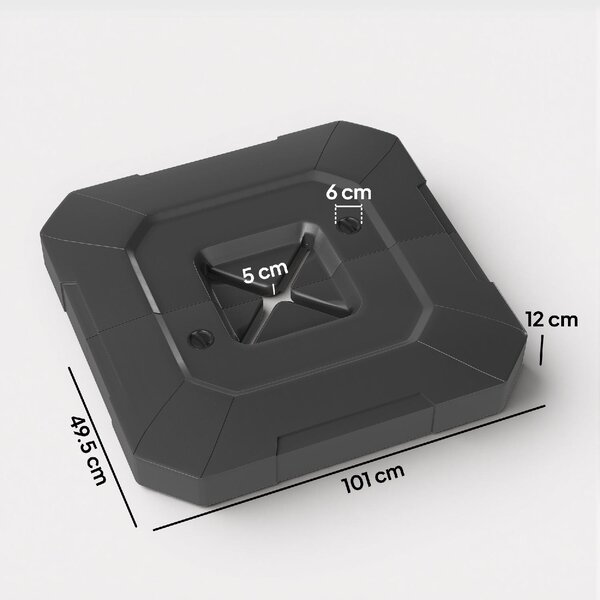 VivaGarden Set 2 Basi per Ombrellone da Giardino in HDPE Riempibili fino a 105 kg 101x101x12 cm colore Nero