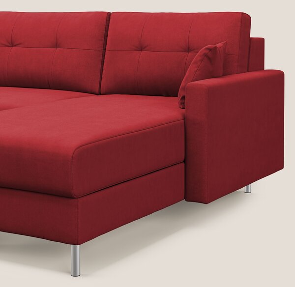 Megan divano letto angolare in microfibra smacchiabile T11 rosso