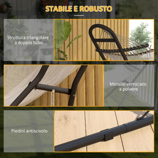 VivaGarden Supporto per Amaca da Giardino in Acciaio 278x97x112 cm Portata 150 Kg colore Nero
