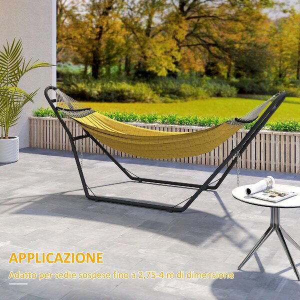 VivaGarden Supporto per Amaca da Giardino in Acciaio 278x97x112 cm Portata 150 Kg colore Nero