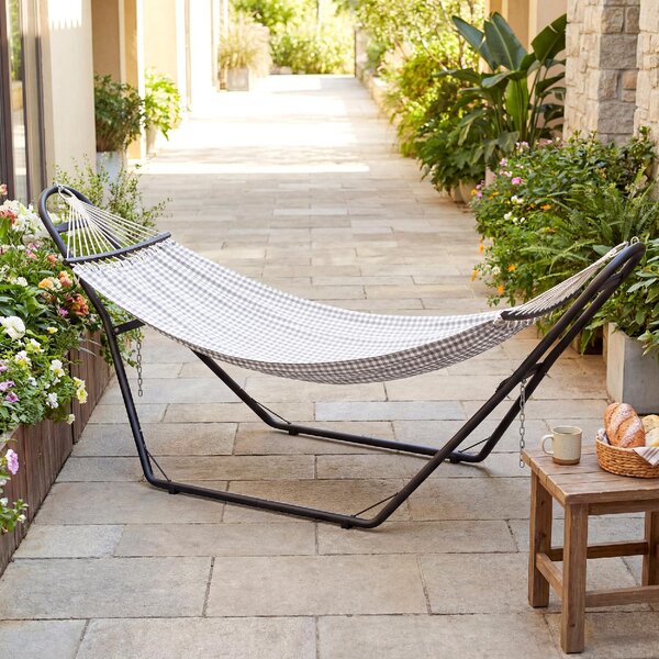 VivaGarden Supporto per Amaca da Giardino in Acciaio 278x97x112 cm Portata 150 Kg colore Nero