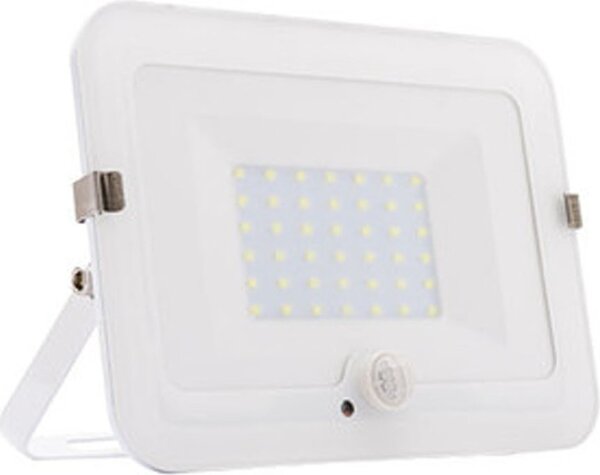 Faretto LED 30W bianco, proiettore con rilevatore di movimento, design piatto, IP44