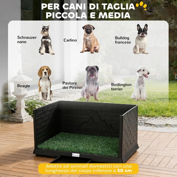AllMyPets Toilette per Cani con Vassoio Estraibile 75x51x36,5 cm colore Nero/Verde
