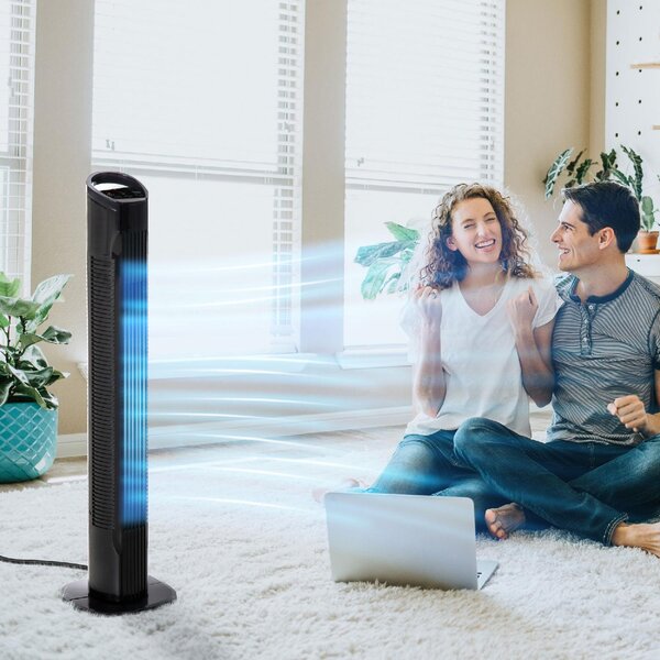 DecHome Ventilatore a Colonna Torre senza Pale Oscillante con Telecomando 3 Funzioni e 3 Velocit 20x20x78.5 cm colore Nero
