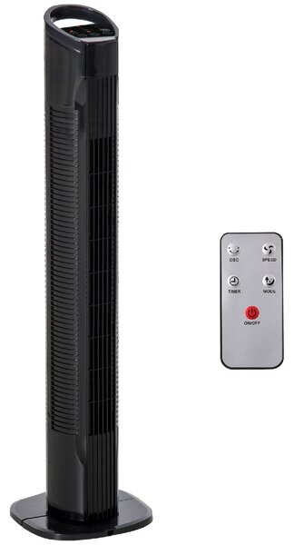 DecHome Ventilatore a Colonna Torre senza Pale Oscillante con Telecomando 3 Funzioni e 3 Velocit 20x20x78.5 cm colore Nero