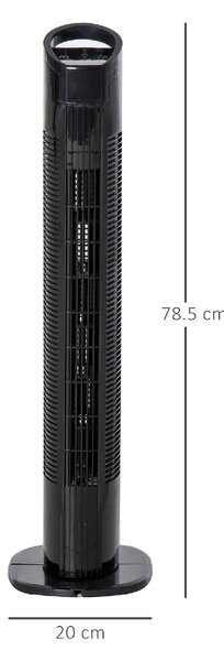 DecHome Ventilatore a Colonna Torre senza Pale Oscillante con Telecomando 3 Funzioni e 3 Velocit 20x20x78.5 cm colore Nero