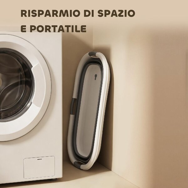 AllMyPets Vasca da Bagno per Cani di Piccola Taglia Pieghevole Portatile con Foro di Scarico 66x44x25 cm colore Grigio