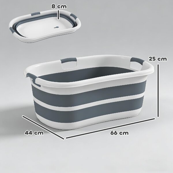 AllMyPets Vasca da Bagno per Cani di Piccola Taglia Pieghevole Portatile con Foro di Scarico 66x44x25 cm colore Grigio