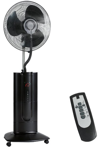 DecHome Ventilatore Nebulizzatore Oscillante con Serbatoio 1,5L Telecomando e Timer 9h 45x38x130 cm colore Nero