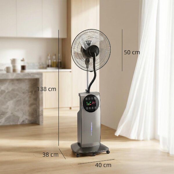 DecHome Ventilatore Nebulizzatore Oscillante con Serbatoio 3,1L Telecomando e Timer 12h 50x39x138 cm colore Marrone/Nero