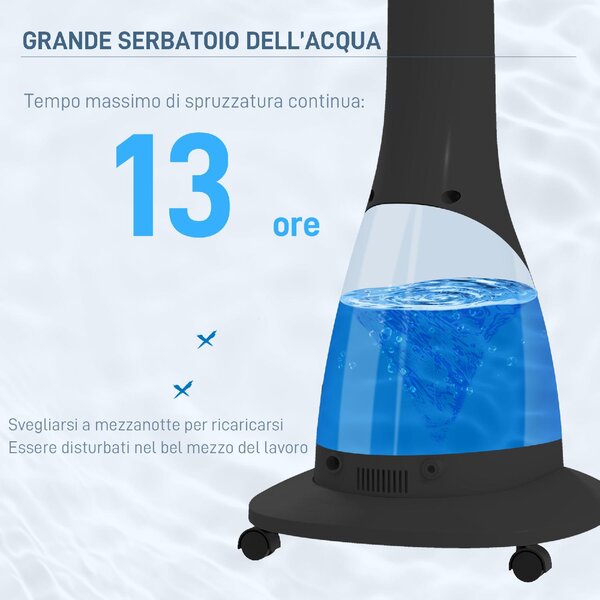 DecHome Ventilatore Nebulizzatore Oscillante con Serbatoio 3L Telecomando e Timer 44.5x38.5x120 cm colore Nero
