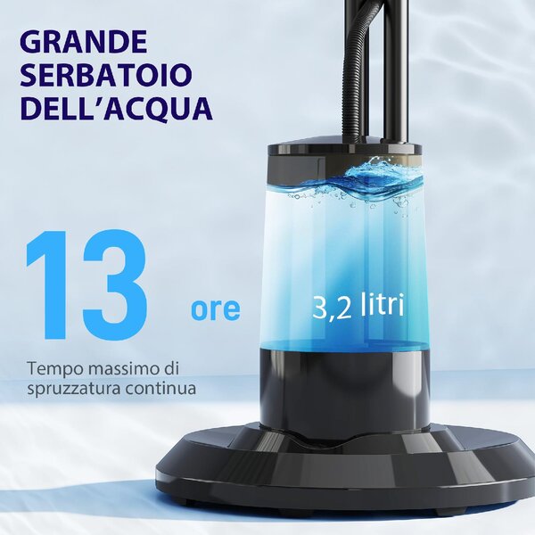 DecHome Ventilatore Nebulizzatore Oscillante con Serbatoio 3,2L Telecomando e Timer 44.5x38.5x120 cm colore Nero