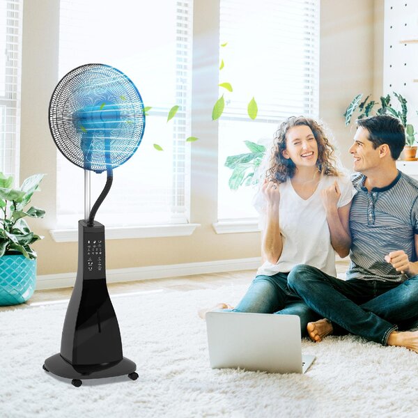 DecHome Ventilatore Nebulizzatore Oscillante con Serbatoio 3L Telecomando e Timer 44.5x38.5x120 cm colore Nero