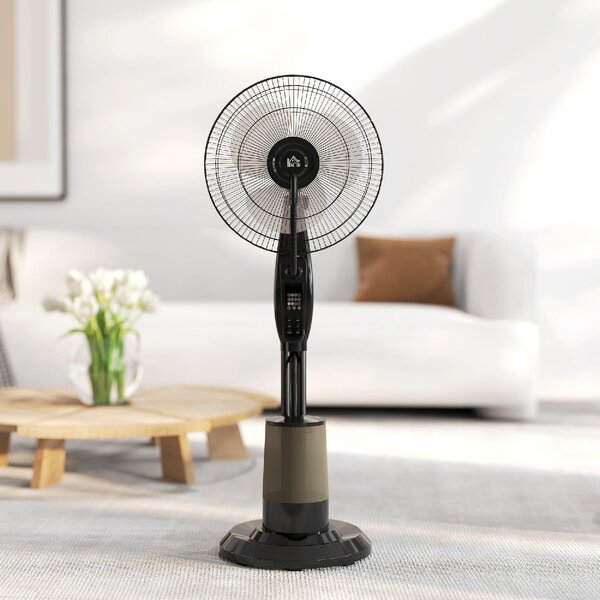 DecHome Ventilatore Nebulizzatore Oscillante con Serbatoio 3,2L Telecomando e Timer 44.5x38.5x120 cm colore Nero