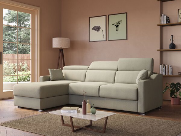 Amber divano letto angolare in tessuto smacchiabile T05 marrone