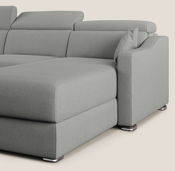 Amber divano letto angolare in tessuto smacchiabile T05 grigio