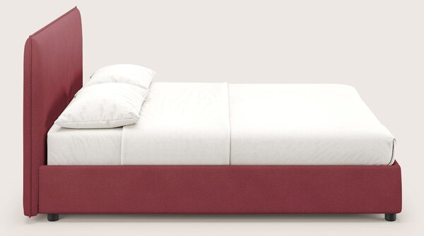 Nina letto contenitore dal design minimal in microfibra effetto pelle