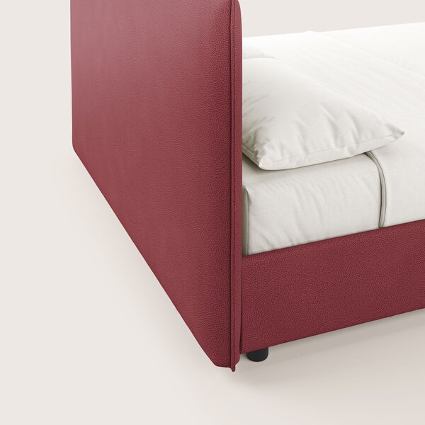Nina letto contenitore dal design minimal in microfibra effetto pelle