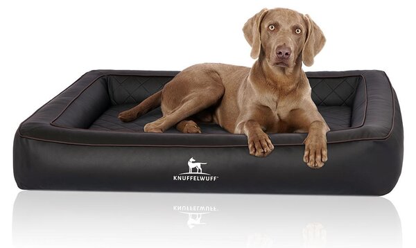 Knuffelwuff Letto ortopedico per cani in Pelle finta trapuntata al laser Hampstead 155 x 125 cm Nero