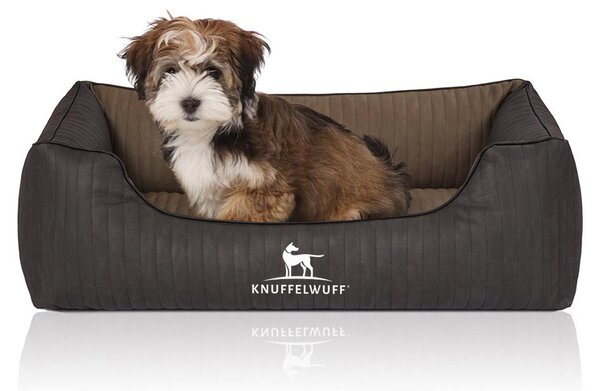 Cuccia per cani Memory Outback in ecopelle trapuntata al laser, colore nero-taupe