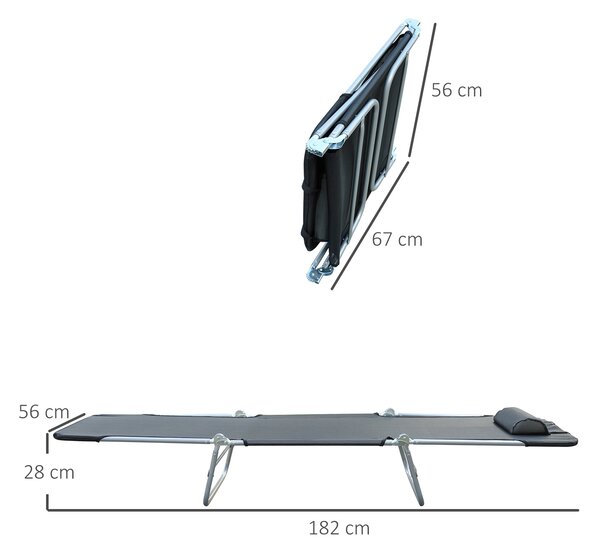 Outsunny Lettino Prendisole Pieghevole con Schienale Reclinabile e Cuscino, 182x56x24.5cm|Aosom