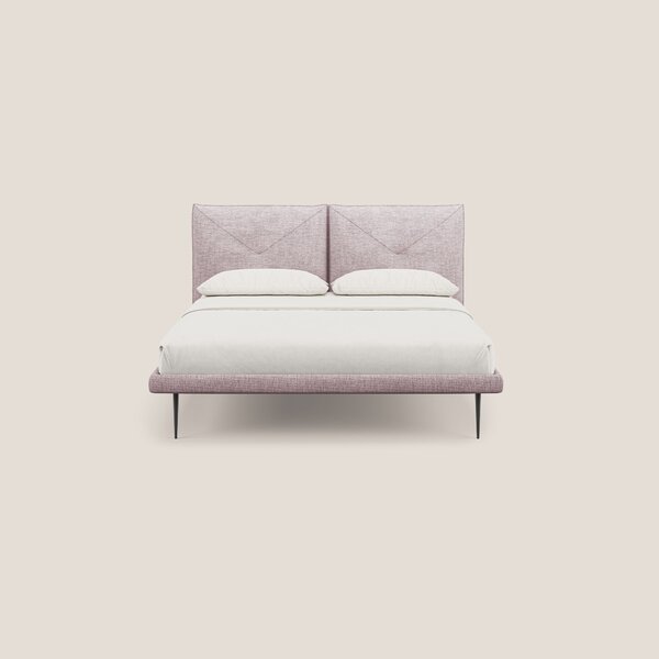 Jolie letto a doppio pannello con piedi alti in metallo in tessuto sma
