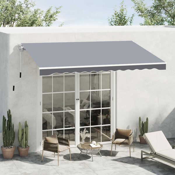 Outsunny Tenda avvolgibile versatile da Sole con manovella, Apertura agevole in Alluminio e Poliestere, 2.5x2 m, Grigio e Bianco | Aosom Italy