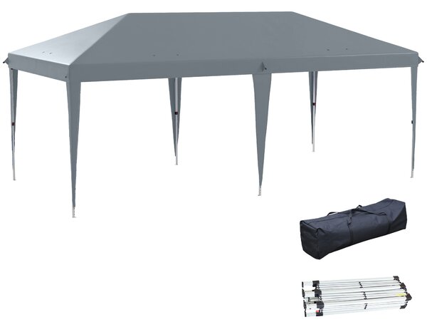 Outsunny Gazebo Pieghevole da Giardino Pop-up, Tendone per Feste con Sacca di Trasporto, 6x3 m, Grigio | Aosom Italy