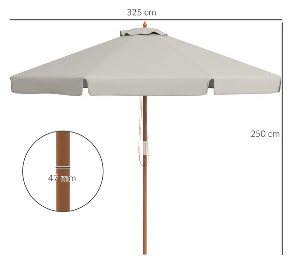 Outsunny Ombrellone da Giardino con Doppio Tettuccio, in Bambù e Poliestere, Ø325x250 cm, Grigio