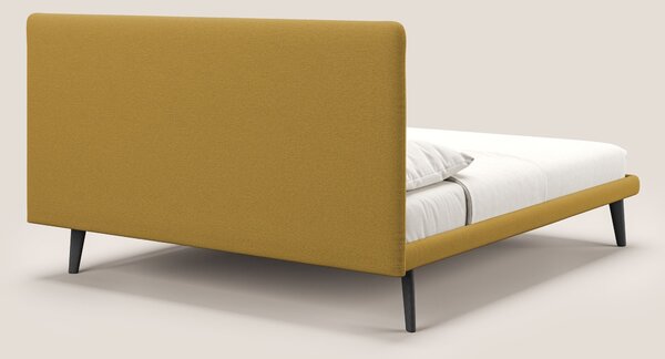 Noel letto minimal scandinavo con piedi in mogano e tessuto fiammato i