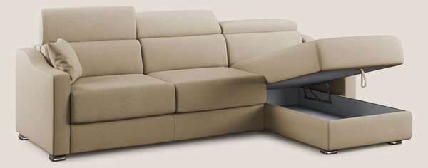Amber divano letto angolare in tessuto smacchiabile T05 beige