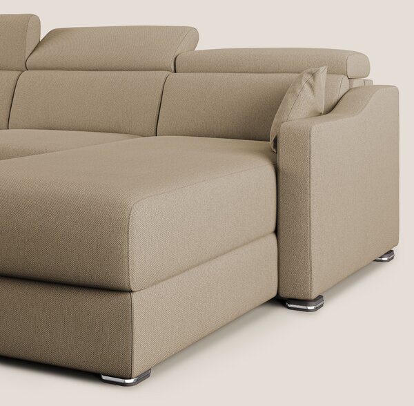 Amber divano letto angolare in tessuto smacchiabile T05 beige