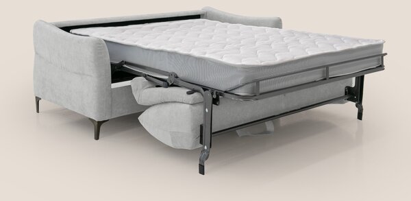 Dalia divano letto con materasso H18 cm e piedi alti in raffinato tess