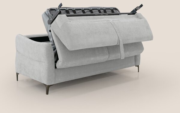 Dalia divano letto con materasso H18 cm e piedi alti in raffinato tess