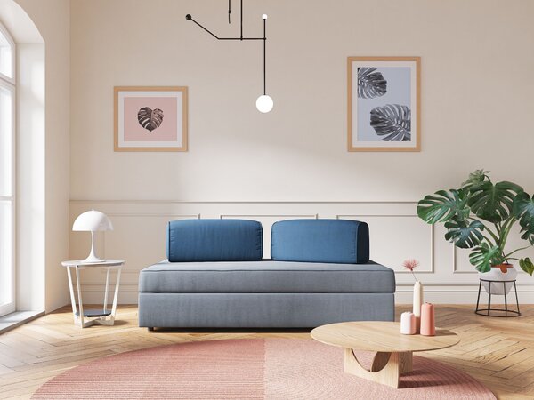 Liberty divano con pouf estraibile e schienali movibili in tessuto mor