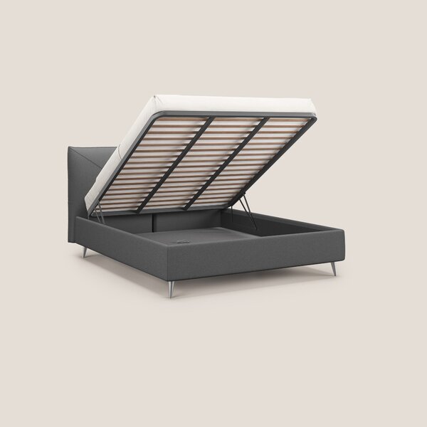 Adone letto imbottito contenitore a doppia pannellatura in bouclet imp