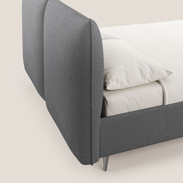 Adone letto imbottito contenitore a doppia pannellatura in bouclet imp