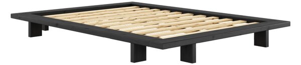 Letto matrimoniale nero in legno di pino con griglia 140x200 cm Japan - Karup Design