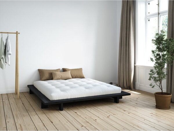 Letto matrimoniale nero in legno di pino con griglia 180x200 cm Japan - Karup Design