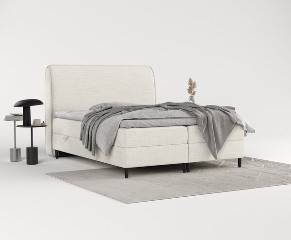 Letto boxspring crema con contenitore 200x200 cm Melba - Maison de Rêve