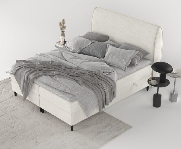 Letto boxspring crema con contenitore 200x200 cm Melba - Maison de Rêve