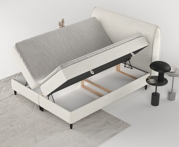 Letto boxspring crema con contenitore 200x200 cm Melba - Maison de Rêve