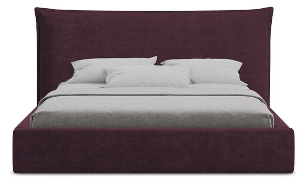 Letto matrimoniale imbottito viola scuro con contenitore con rete inclusa 160x200 cm Esala – Makamii