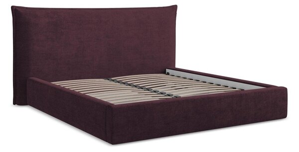 Letto matrimoniale imbottito viola scuro con contenitore con rete inclusa 160x200 cm Esala – Makamii