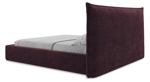Letto matrimoniale imbottito viola scuro con contenitore con rete inclusa 160x200 cm Esala – Makamii