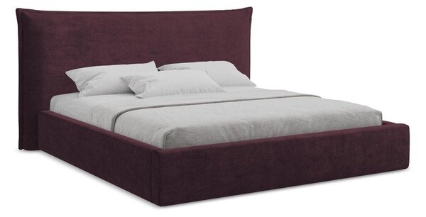Letto matrimoniale imbottito viola scuro con contenitore con rete inclusa 160x200 cm Esala – Makamii