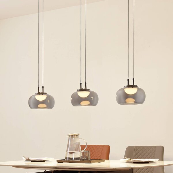 Lampada a sospensione in vetro Dain Lucande, Alluminio / Grigio / Zincato, Soggiorno / Sala da pranzo, Vetro, Moderno, Lampada a sospensione