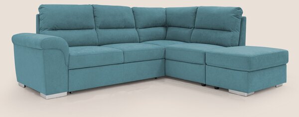 Minerva divano angolare con estraibile a cassettone e pouf contenitore