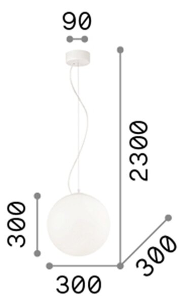 Sospensione Moderna Mapa Vetro Acidato Bianco 1 Luce E27 D30Cm