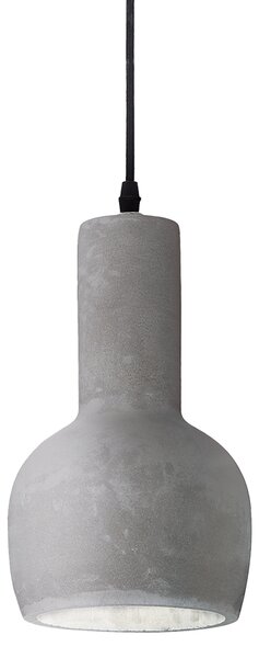 Sospensione Industrial-Minimal Oil-3 Metallo Cemento Grigio 1 Luce E27